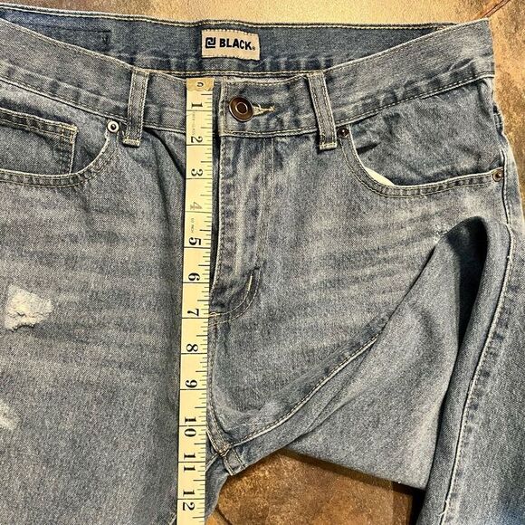 Black Relaxed Straight Distressed Jeans Size 32/30 - Picture 3 of 10